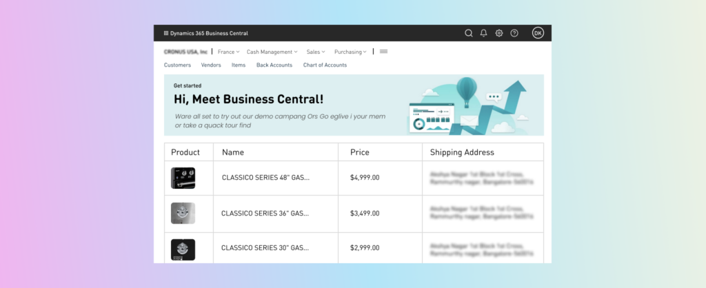 Microsoft Business Central Dashboard