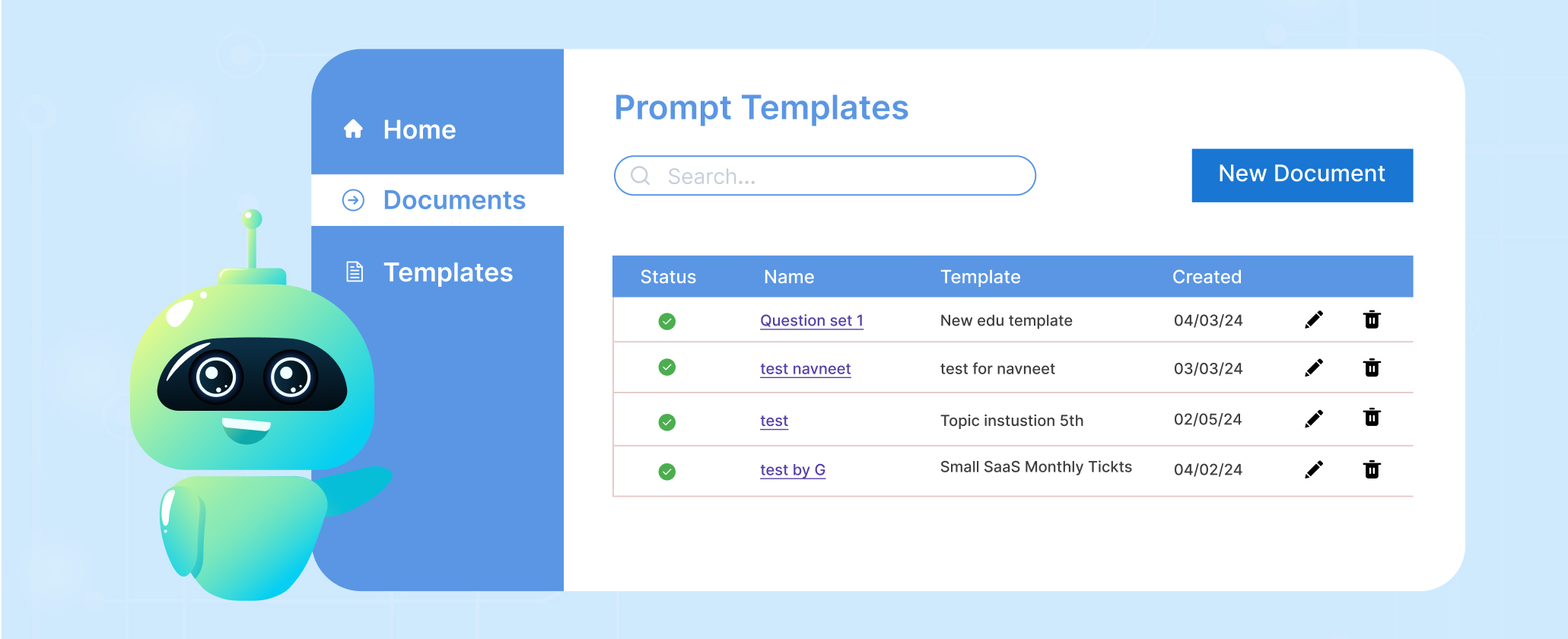 documents tab prompt management tool