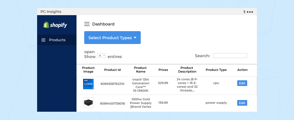 custom Dashboard admin