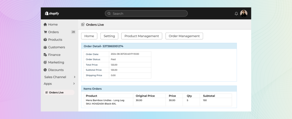 Order confirmation and updates after integration with Apparel21