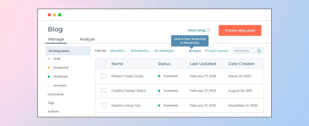 Migrating content from HubSpot to WordPress