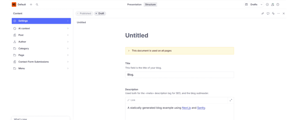 Sanity Dashboard