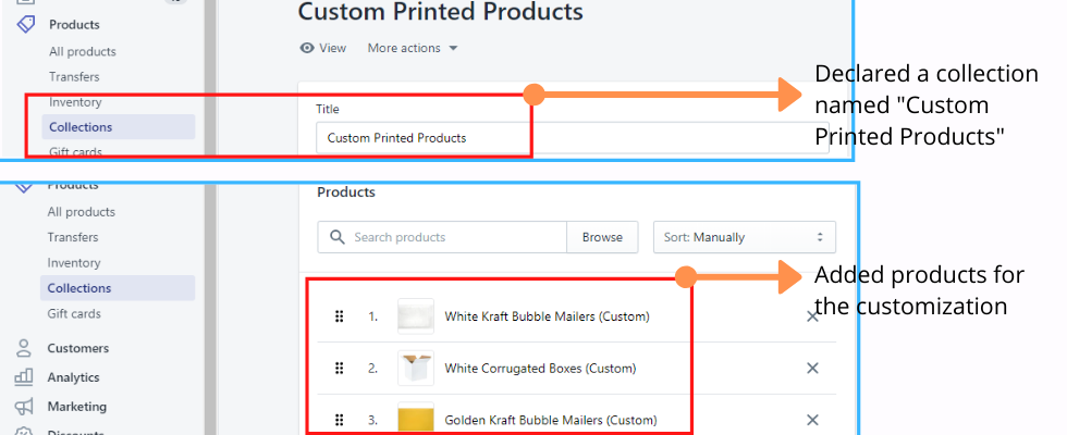Adding collections for Shopify box printing app