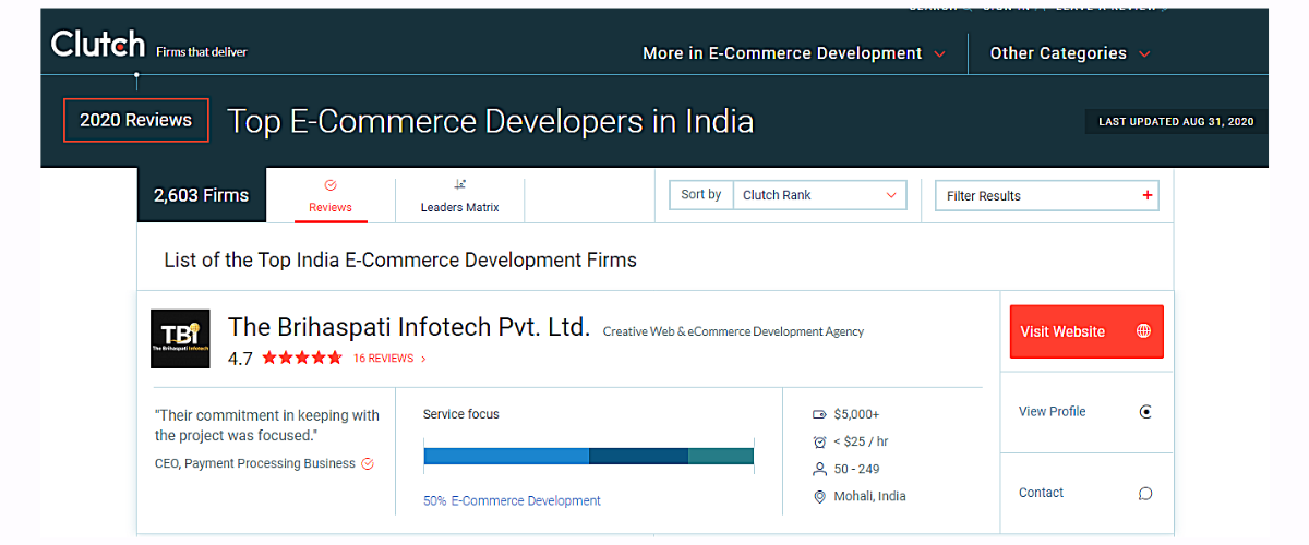 Clutch review for our E-Commerce development Agency